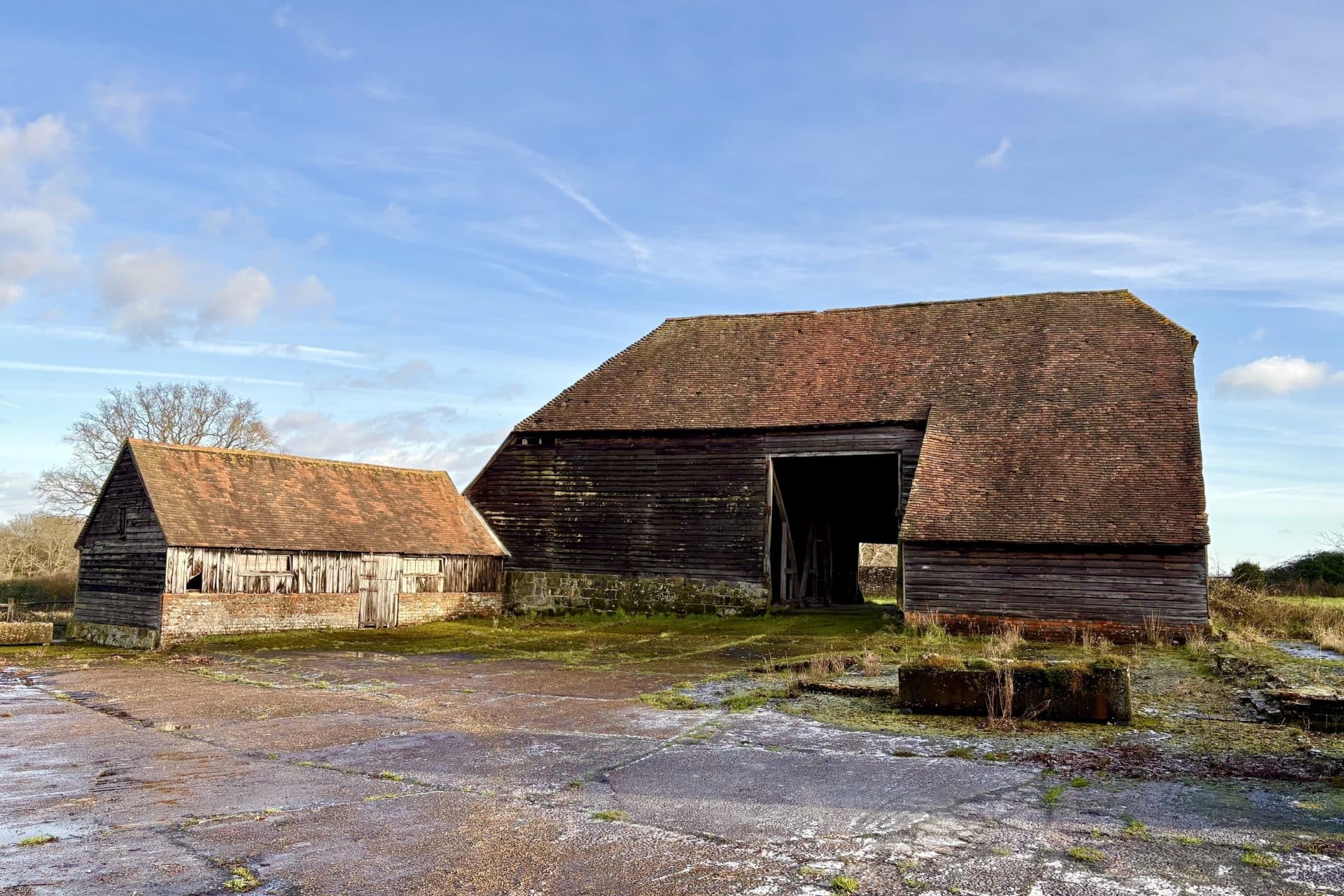 Listed barn for sale in an exceptional rural setting, Hartfield, Kent via The Land Agency
